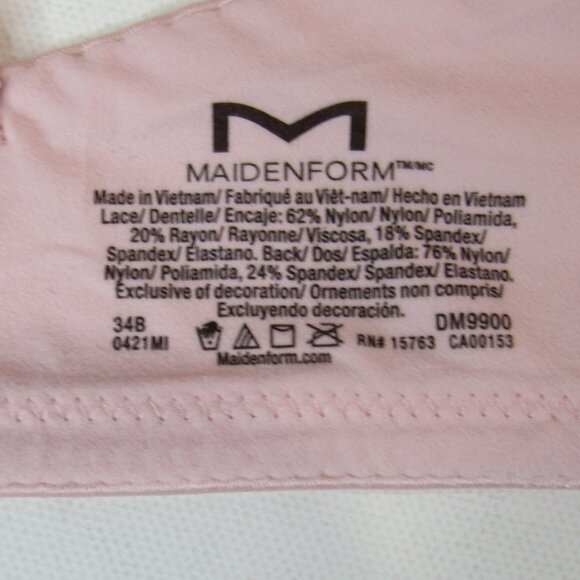 2 Women's Maidenform Underwire Push Up Lace Demi Bra Size 34B Lavender/Pink - Picture 12 of 13
